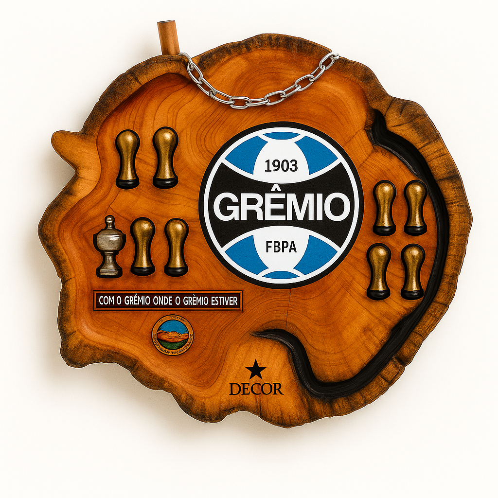 Tábua Rústica Personalizada - Grêmio + Kit Churrasco Personalizado
