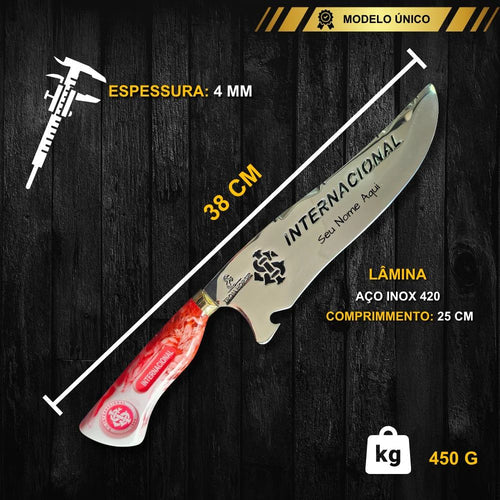 Tábua Rústica Personalizada - Internacional + Kit Churrasco Personalizado